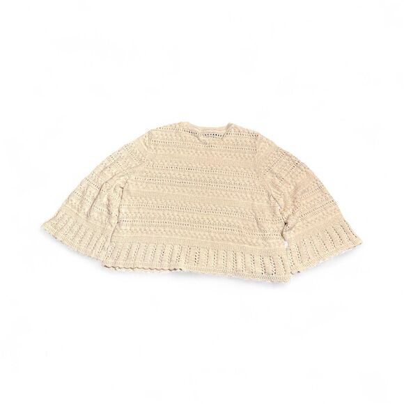 Madewell Women’s Crochet Sweater Sand Cotton Blend Bell Sleeve Size XL NWT NU548 - Picture 4 of 8